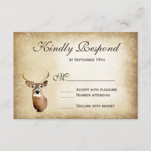 Rustikale Jagd auf Hirschantler Hochzeit von RSVP- RSVP Karte