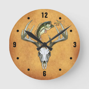 Rustikale Jagd Fischerei Runde Wanduhr