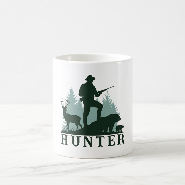 Rustikale Jäger-Silhouette mit Tasse von Wildtiere (Mittel)