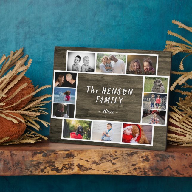 Rustikale Jahresfamilie bewahren Foto Collage Cust Fotoplatte (Seite)