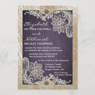 Rustikale Jeans-Lace- und Leder-Hochzeitseinladung Einladung