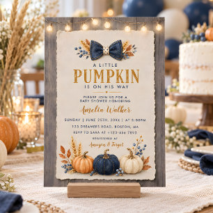 Rustikale Jeans-Little-Pumpkin-Junge-Baby-Party Einladung