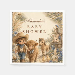 Rustikale Jungen Western Boho Babyparty Serviette