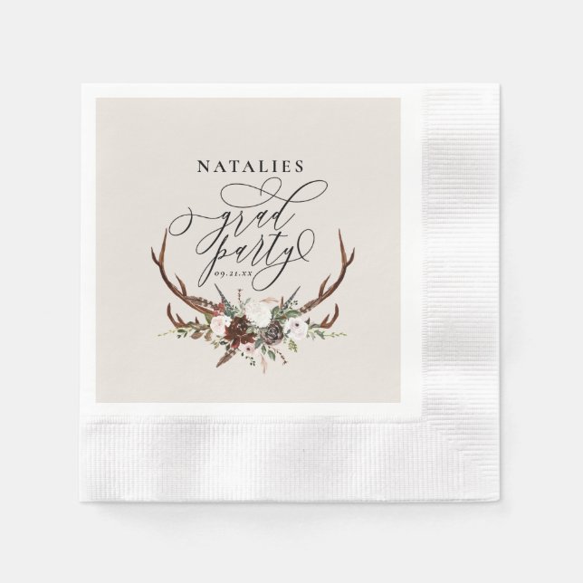 Rustikale Junggesellinnen und Blumenfreunde Serviette (Vorderseite)