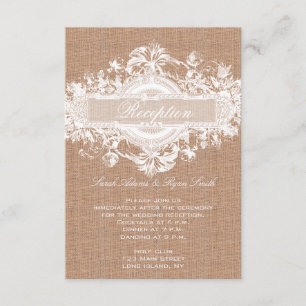 RUSTIKALE JUTE-BLUMEN-HOCHZEITSEMPFANGSKARTEN BEGLEITKARTE