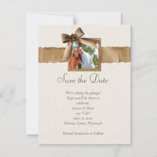 Rustikale Jute-Foto-Save-the-Date  Einladung