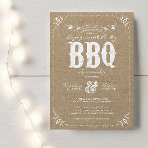 Rustikale Jute-Hochzeitsankündigungs-Party-BBQ-Ein Einladung