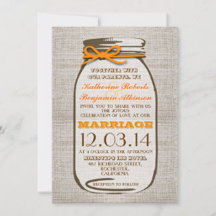 Rustikale Jute-Mason-Jar-Hochzeit Einladung