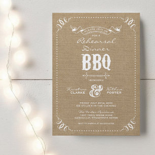 Rustikale Jute-Probeabendessen-BBQ-Einladung Einladung