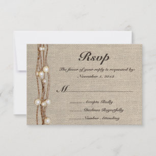 Rustikale Jute-Twine-Perlen-Hochzeitseinladung RSVP Karte