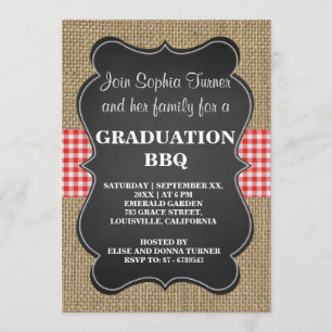 Rustikale Jute und Schiefertafel GRADUATIONSBBQ Ma Einladung