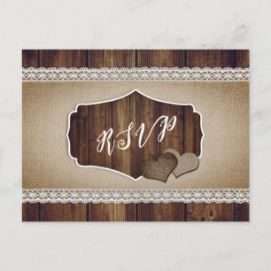 Rustikale Jute- und Spitzen-RSVP-Postkarte Songaus Postkarte