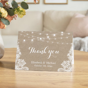 Rustikale Juteschnur-Lichterketten Hochzeit Danke