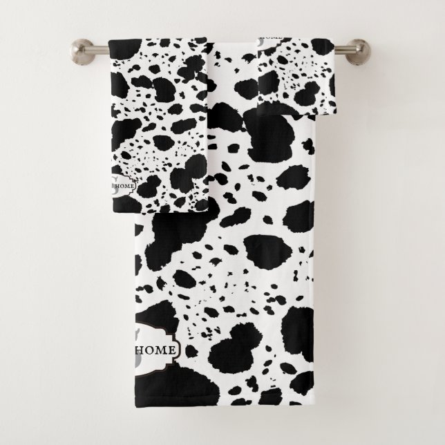 Rustikale Kabine Cowhide Print Cosy Bauernhof Badhandtuch Set (Insitu)