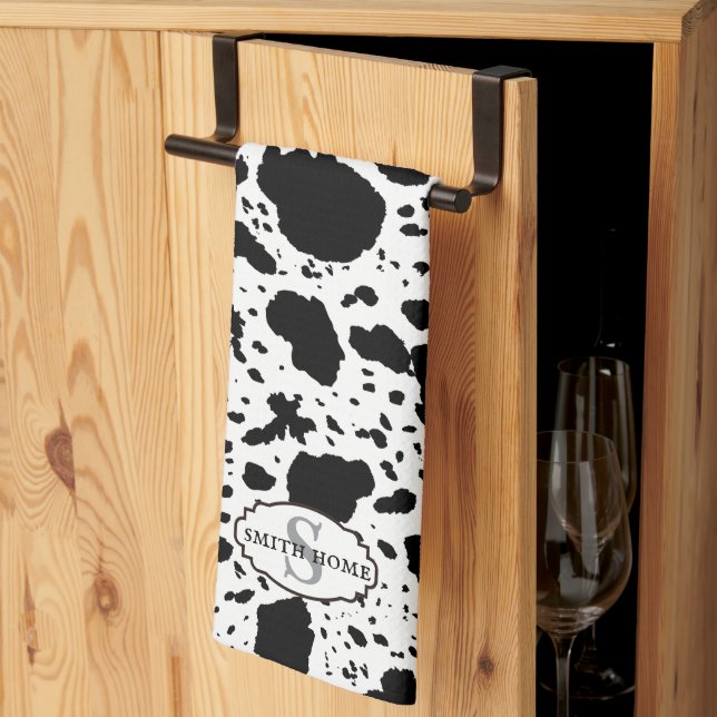 Rustikale Kabine Cowhide Print Cosy Bauernhof Geschirrtuch (Drittel gefaltet)