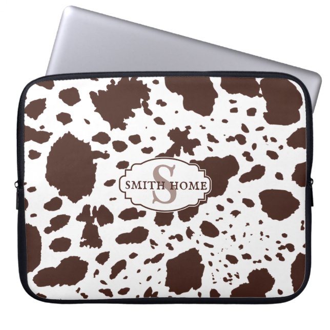 Rustikale Kabine Cowhide Print Cosy Bauernhof Laptopschutzhülle (Vorderseite)