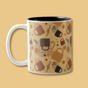 Rustikale Kaffee-Liebe - Tasse und Herzmuster