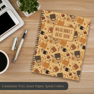 Rustikale Kaffee-Liebe - Tasse und Herzmuster Notizbuch