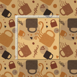 Rustikale Kaffee-Liebe - Tasse und Herzmuster Stoff