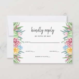 Rustikale Kaktus Rose Blumenhochzeit RSVP Karte