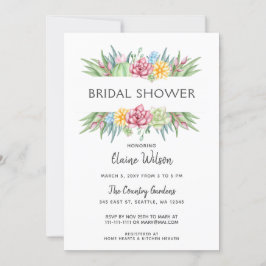 Rustikale Kaktus Rose Blumenkohl Brautparty Einladung