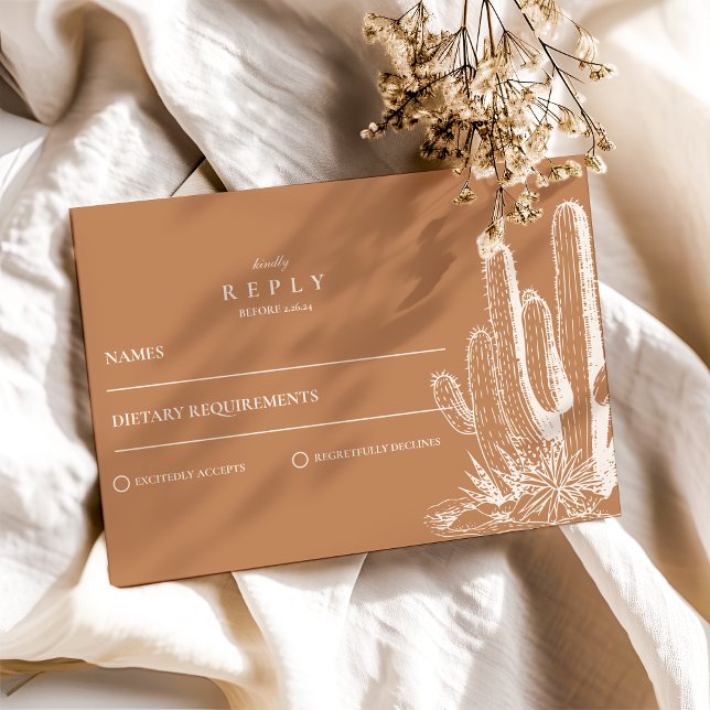 Rustikale Kaktus Wüstenlandschaft Hochzeit RSVP Karte (Von Creator hochgeladen)