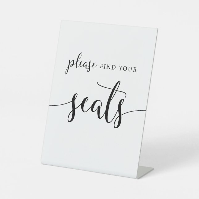 Rustikale Kalligrafie Bitte suchen Sie Ihren Sitzp Sockelschild (Vorderseite)