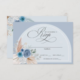 Rustikale Kalligrafie Boho Dusty Blue Pampas Weddi RSVP Karte