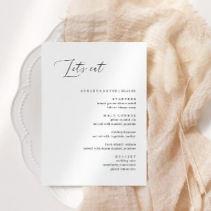 Rustikale Kalligrafie Essen wir Hochzeitsmenü Menükarte