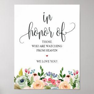 Rustikale Kalligrafie-Hochzeit-Gedenktisch-Schild Poster