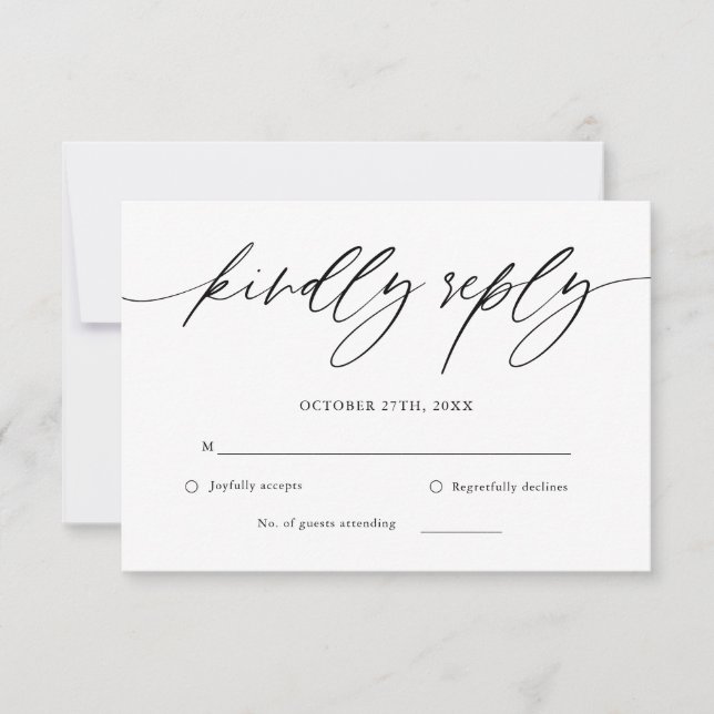 Rustikale Kalligrafie-Hochzeitkarte RSVP (Vorderseite)