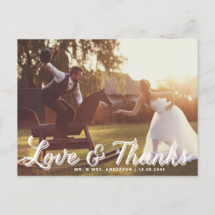 Rustikale Kalligraphie Hochzeit Danke Postcard Postkarte