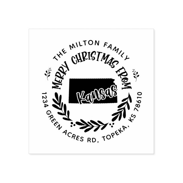 rustikale Kansas fröhliche Weihnachtsstimmung Rück Gummistempel (Prägung)