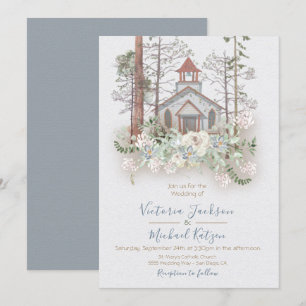 Rustikale Kapelle im Wald Einladungen für Hochzeit