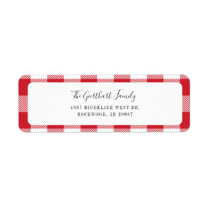 Rustikale Kariert Red White Gingham Rücksendeadres