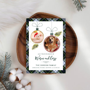 Rustikale Karierte Familie Weihnachten 2 Haustiere