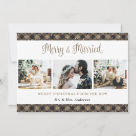 Rustikale Karierte Frohe und Verheiratete Weihnach Feiertagskarte