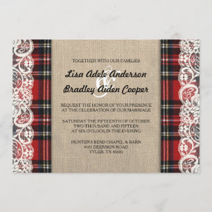 Rustikale Karierte Hochzeitsreise Einladung