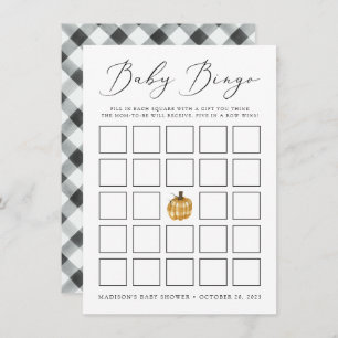 Rustikale Karierte Pumpkin Baby Dusche Bingo Card