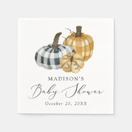 Rustikale Karierte Pumpkin Babydusche Serviette