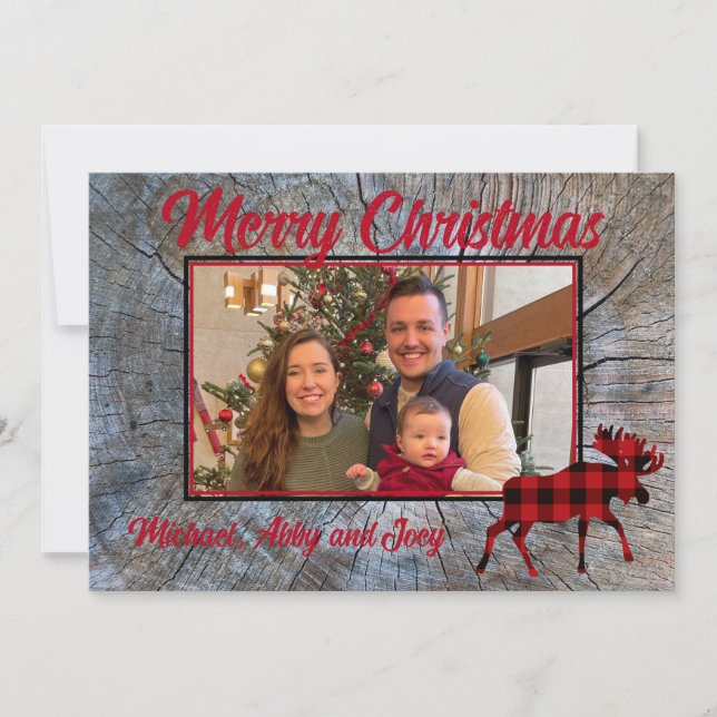 Rustikale karierte Vorlage mit Elchrot (Vorderseite)