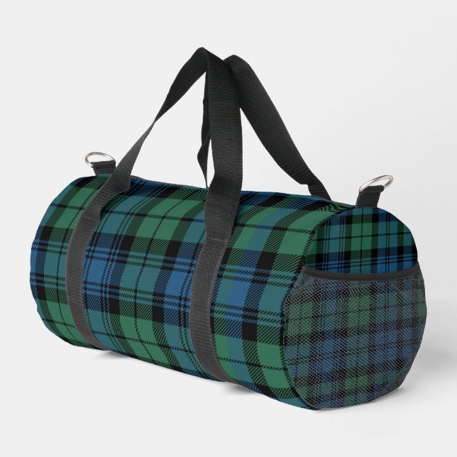 Rustikale Karo Campbell Grün Blau Tartan Duffle Bag (Rechte Ecke)