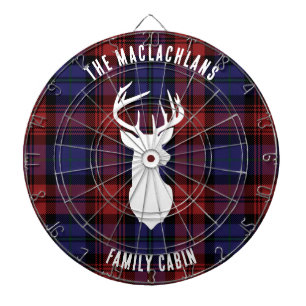 Rustikale Karo-Lila-Familienname-Tartan individuel Dartscheibe