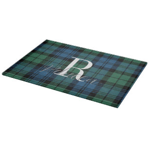 Rustikale Karo-Monogramm Grün Campbell Tartan Schneidebrett