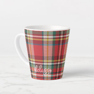 Rustikale Karo Personalized Script Weihnachten Milchtasse