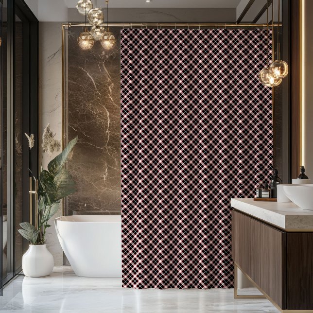Rustikale Karo-Vorhänge Rot Schwarz Geschenk für n Duschvorhang (Rustic Plaid Curtain Red Black Gift for New Nest)