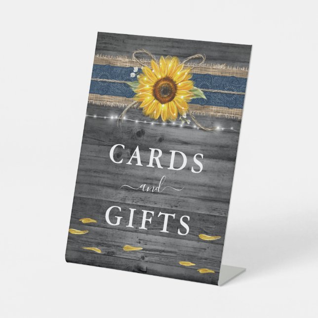 Rustikale Karten und Geschenke Navy Blauen Sonnenb Sockelschild (Vorderseite)