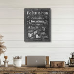Rustikale Karton-Typografie Lebensbestätigung Leinwanddruck<br><div class="desc">Diese Leinwand im Bauernstil hat ein typisches Kalkboardkunstgefühl mit schwarzem Hintergrund und Schriftart mit weißem Text,  die ein sprichwörtliches Zitat zur Lebensbestätigung darstellen. Es ist perfekt für einen See Zuhause oder für jeden,  der Lieben am See ist. Erstellt von der einfachen Farmhouse Press.</div>