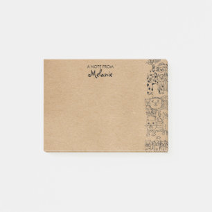 Rustikale Katzenkatze Illustration Personalisiert Post-it Klebezettel