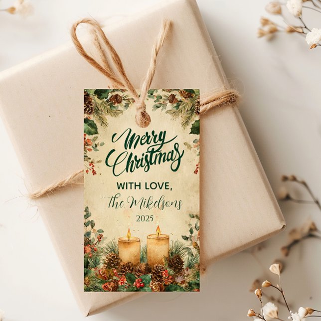 Rustikale Kerze Pinecone Weihnachten Geschenkanhänger (Von Creator hochgeladen)